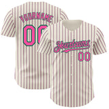 Custom Cream (Kelly Green Pink Pinstripe) Pink-Kelly Green Authentic Baseball Jersey