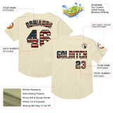 Custom Cream Vintage USA Flag-Black Mesh Authentic Throwback Baseball Jersey
