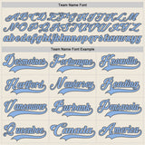 Custom Cream Light Blue-Steel Gray Hockey Lace Neck Jersey