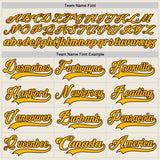 Custom Cream Gold-Brown Hockey Lace Neck Jersey