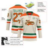 Custom Cream Orange-Kelly Green Hockey Lace Neck Jersey