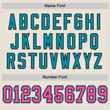 Custom Cream Pink Black-Teal Mesh Authentic Throwback Football Jersey