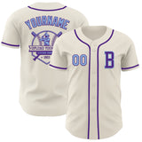 Custom Cream Light Blue-Purple Authentic Baseball Jersey