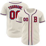 Custom Cream Red=Royal Authentic Baseball Jersey