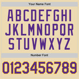 Custom Cream Purple-Gold Authentic Throwback Basketball Jersey