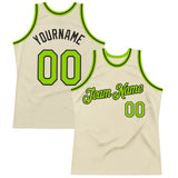 Custom Cream Neon Green-Black Authentic Throwback Basketball Jersey