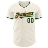 Custom Cream Green-Old Gold Authentic Baseball Jersey