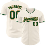 Custom Cream Green-Old Gold Authentic Baseball Jersey