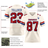 Custom Cream Red-Royal Mesh Authentic Football Jersey