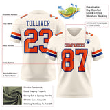 Custom Cream Orange-Royal Mesh Authentic Football Jersey