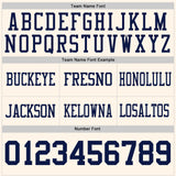 Custom Cream Navy Mesh Authentic Football Jersey