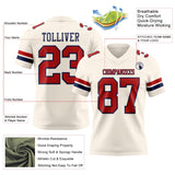 Custom Cream Red-Navy Mesh Authentic Football Jersey
