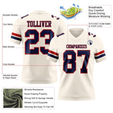 Custom Cream Navy-Red Mesh Authentic Football Jersey
