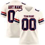 Custom Cream Navy-Red Mesh Authentic Football Jersey