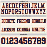Custom Cream Navy-Orange Mesh Authentic Football Jersey