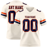 Custom Cream Navy-Orange Mesh Authentic Football Jersey