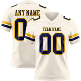 Custom Cream Navy-Gold Mesh Authentic Football Jersey
