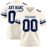 Custom Cream Navy-Light Blue Mesh Authentic Football Jersey