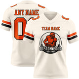 Custom Cream Orange-Black Mesh Authentic Football Jersey