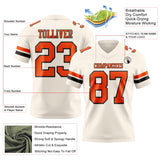 Custom Cream Orange-Black Mesh Authentic Football Jersey