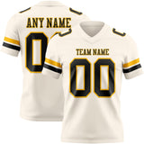 Custom Cream Black-Gold Mesh Authentic Football Jersey