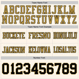 Custom Cream Black-Old Gold Mesh Authentic Football Jersey