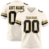 Custom Cream Black-Old Gold Mesh Authentic Football Jersey