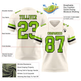 Custom Cream Neon Green-Black Mesh Authentic Football Jersey