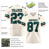 Custom Cream Midnight Green-Black Mesh Authentic Football Jersey