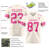 Custom Cream Pink Mesh Authentic Football Jersey