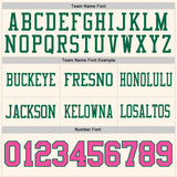 Custom Cream Pink-Kelly Green Mesh Authentic Football Jersey