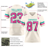 Custom Cream Pink-Aqua Mesh Authentic Football Jersey