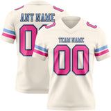 Custom Cream Pink Black-Light Blue Mesh Authentic Football Jersey