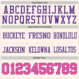Custom Cream Pink-Purple Mesh Authentic Football Jersey