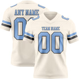 Custom Cream Light Blue-Steel Gray Mesh Authentic Football Jersey