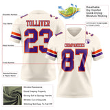 Custom Cream Purple-Orange Mesh Authentic Football Jersey
