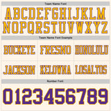 Custom Cream Purple-Gold Mesh Authentic Football Jersey