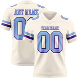 Custom Cream Light Blue-Purple Mesh Authentic Football Jersey