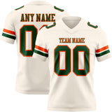 Custom Cream Green-Orange Mesh Authentic Football Jersey