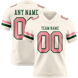 Custom Cream Medium Pink-Green Mesh Authentic Football Jersey