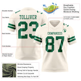 Custom Cream Kelly Green Mesh Authentic Football Jersey