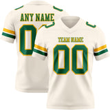 Custom Cream Kelly Green-Gold Mesh Authentic Football Jersey