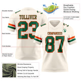 Custom Cream Kelly Green-Orange Mesh Authentic Football Jersey