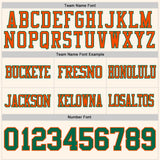 Custom Cream Kelly Green-Orange Mesh Authentic Football Jersey