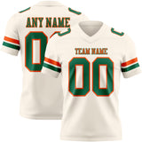 Custom Cream Kelly Green-Orange Mesh Authentic Football Jersey