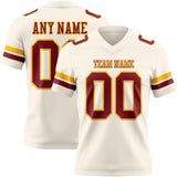Custom Cream Crimson-Gold Mesh Authentic Football Jersey