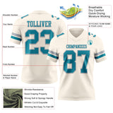 Custom Cream Teal-Gray Mesh Authentic Football Jersey