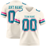 Custom Cream Teal-Pink Mesh Authentic Football Jersey