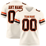 Custom Cream Brown-Orange Mesh Authentic Football Jersey