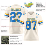 Custom Cream Powder Blue-Gold Mesh Authentic Football Jersey
